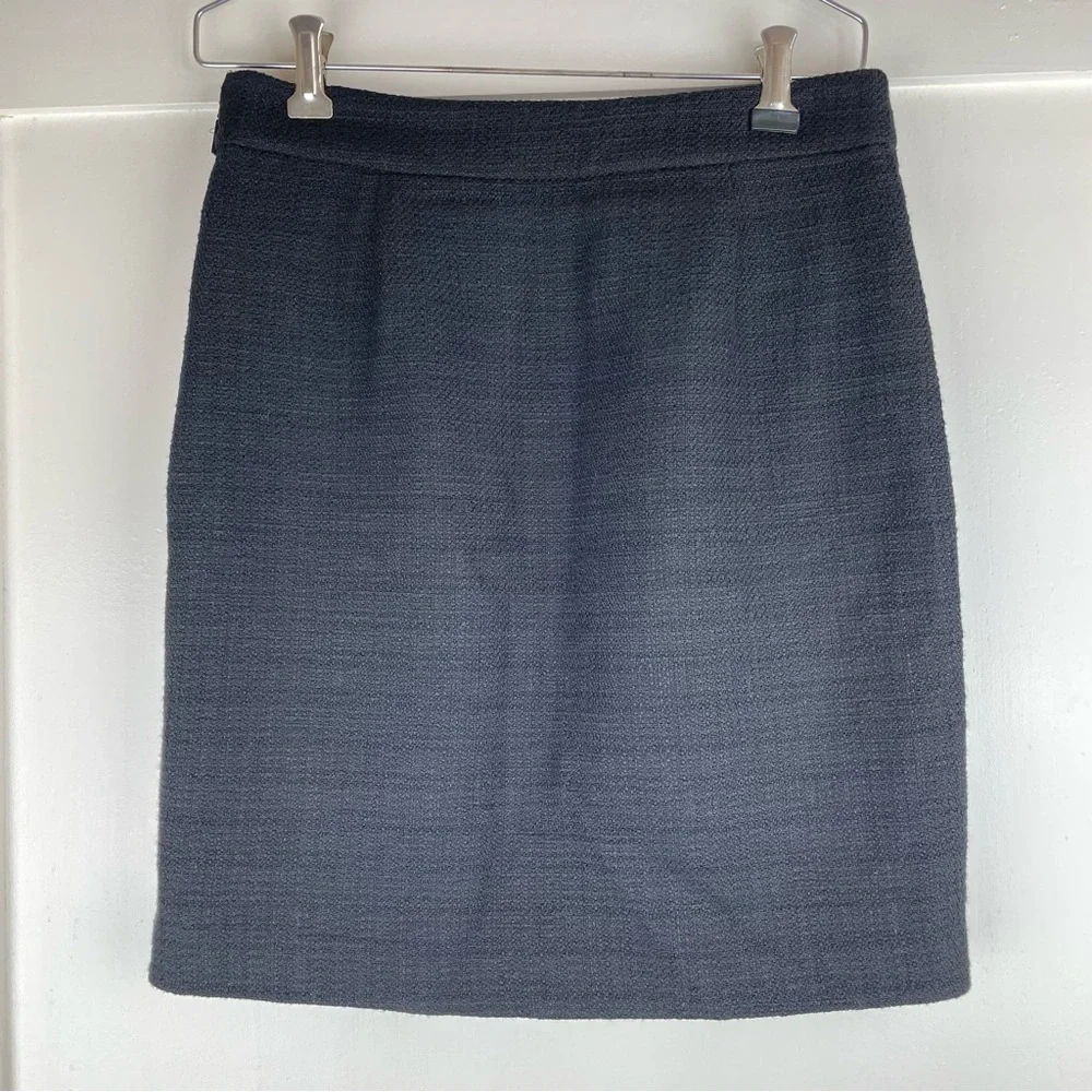 Karl Lagerfeld Fringe Mini Skirt Women's Size 2 Buckle Black Six Buttons Office - Picture 2 of 12